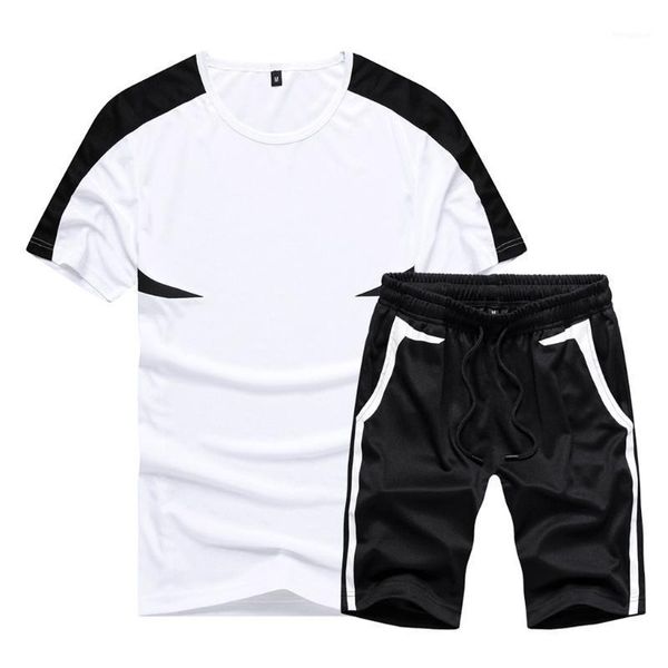 

fashion men's large size stitching print sports casual short sleeve shorts set big yards 2020 new sport suits 6.201, Gray
