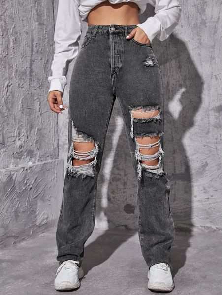 

destroyed ripped boyfriend jeans u99k#, Blue