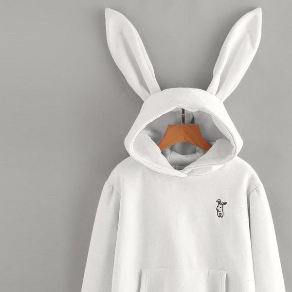 

35 womens long sleeve hoodie rabbit oversized cute hoodies sweatshirt pullover aesthetic blouse, Black