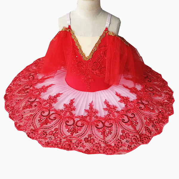 

new children tutu ballet platter red soft velvet fabrics skirts lace sequins swan lake show belly dance performance costume, Black;red