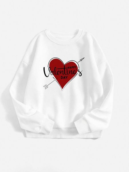 

heart & slogan graphic thermal pullover o6kv#, White;black