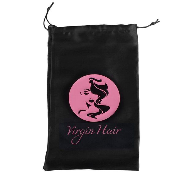 

custom one color ,virgin human hair extensions bundle packaging satin silk bags, black bags, customized qylfeu dh_garden