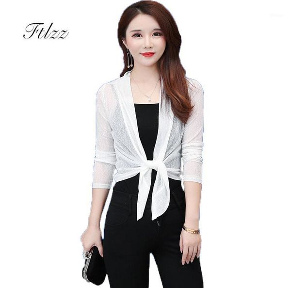 

women's jackets summer short cardigan 2021 women casual plus size 4xl black lace coats casaco feminino woman thin bandage outerwear1, Black;brown