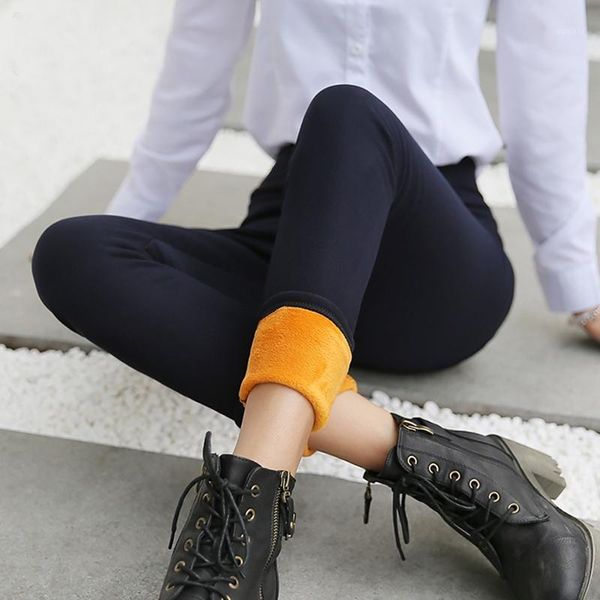 

fashion women plus velvet thickening pencil pants autumn and winter ladies high waist code trousers leggings1, Black