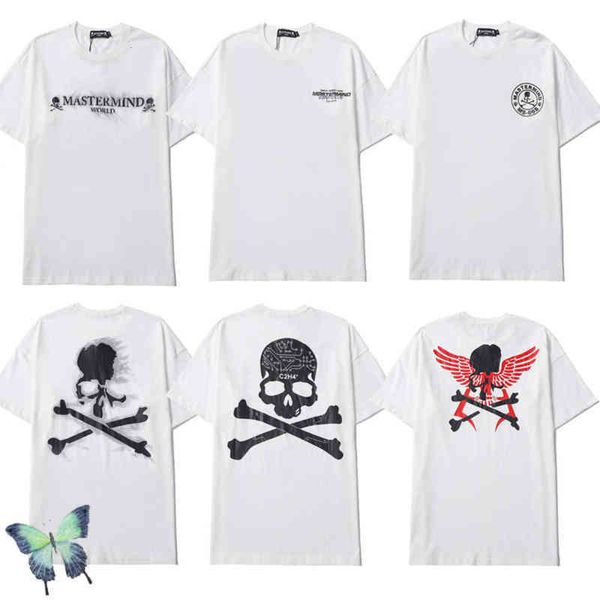 

skull printed world women men boarding mastermind japan mmj t-shirt, White;black