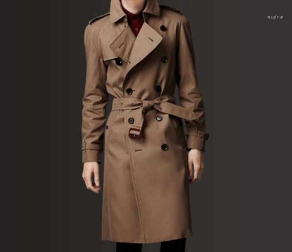 

s-5xl 2019 spring/autumn male new personalized custom fashion slim long double-breasted windbreaker jacket1, Tan;black