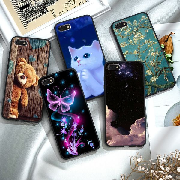

телефон черный матовый мягкий силиконовый крышка для huawei y5 lite y6 prime case case coque fundas