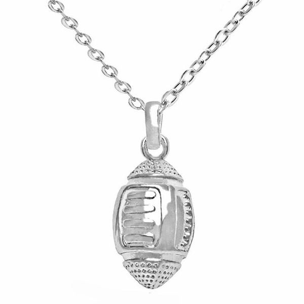 

pendant necklaces sports rugby ball american football choker necklace for women copper made fitness jewelry, Silver