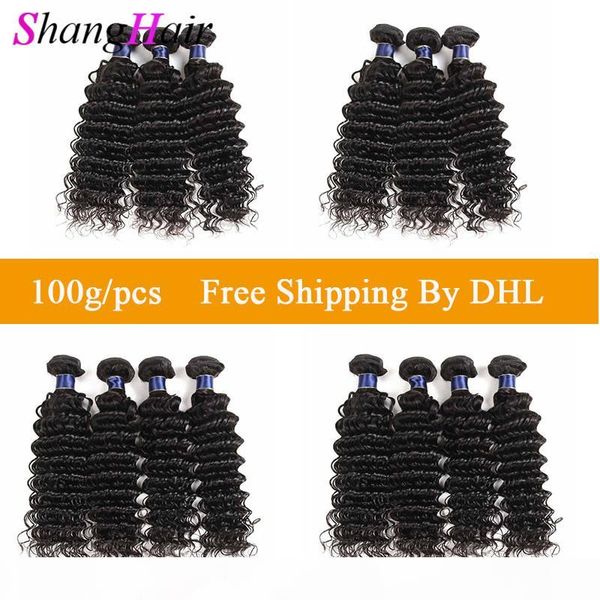 

deep wave hair weaves peruvian human hair wefts deep wave double weft 3 4pcs lot wholesale price in bulk drop shipping, Black