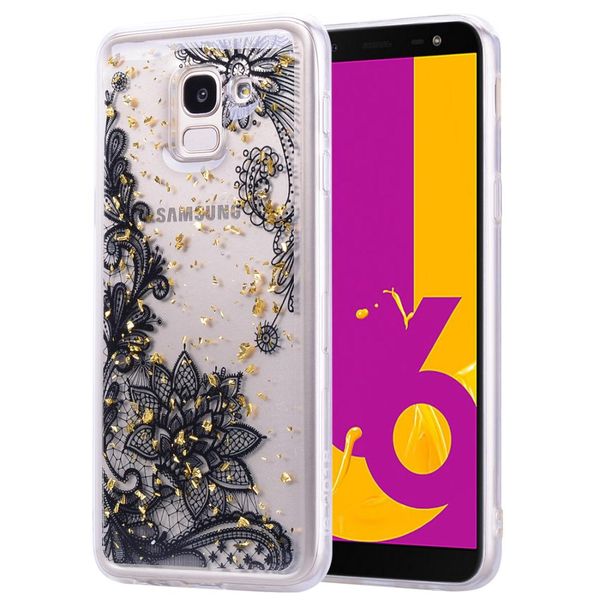

cartoon pattern gold foil style dropping glue tpu soft protective case for galaxy j6