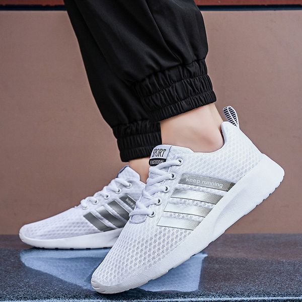 

running large plus size lightweight mesh breathable men jogging sport shoes outdoor black sneakers