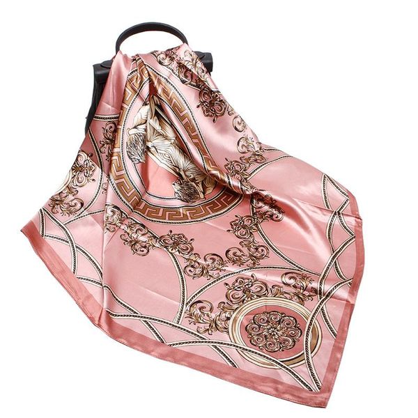 

scarves 2021 90x90 fashion print multipurpose women silk twill scarf satin square tie hairband ladies foulard femme towel bufanda shawl, Blue;gray