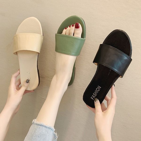 

slippers han edition fashion women wear summer 2020 new french web celebrity with flat sandals personality ins x1020, Black