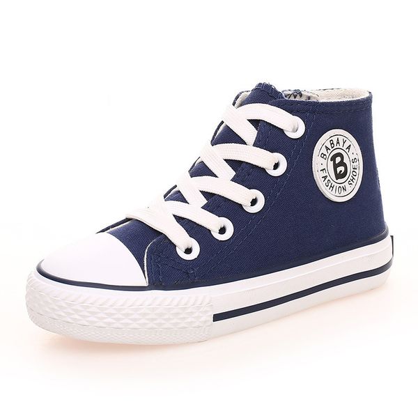 

kids for girl canvas boys sneakers spring autumn girls white high solid fashion children shoes lj201203, Black