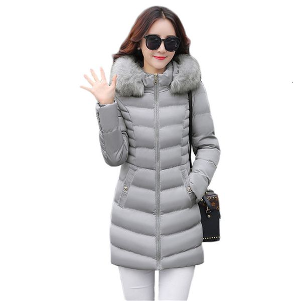 

2021 new grey female winter coat m-5xl plus size skin with hoodie parkas new korean thin sleeve long thick heat down cotton jacket, Black