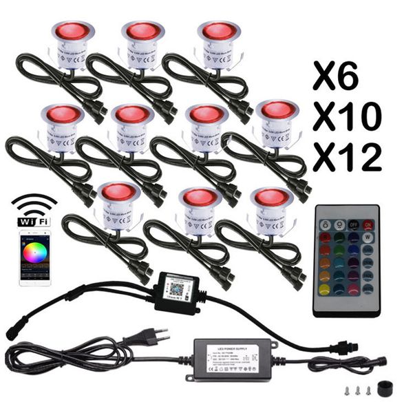 

rgb измененный цветной 12в светодиодная палуба stair step rair patio lights wifi контроллер водонепроницаемый сад терраса ландшафтный лампа