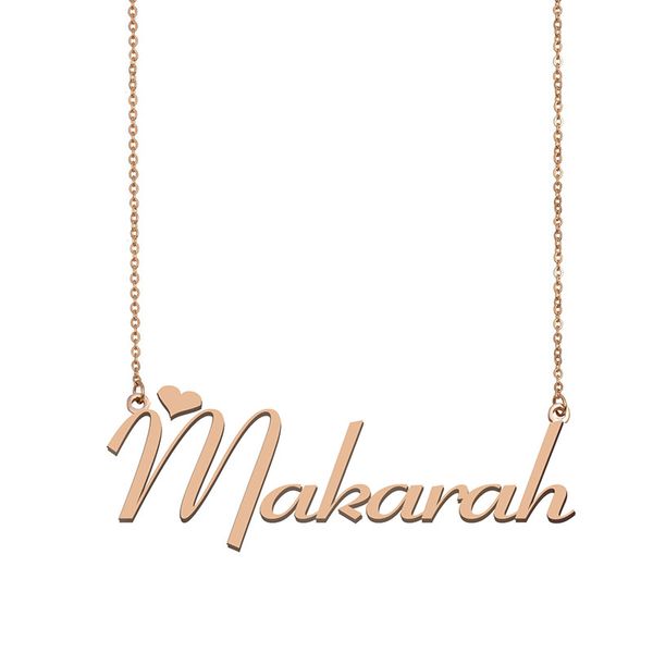 

makarah name necklace pendant custom personalized for women girls children friends mothers gifts 18k gold plated stainless steel, Silver