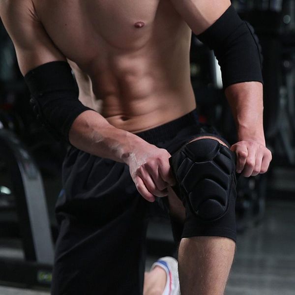 

elbow & knee pads sports support basketball volleyball running tactical pad rodillera deportiva bc50hx, Black;gray