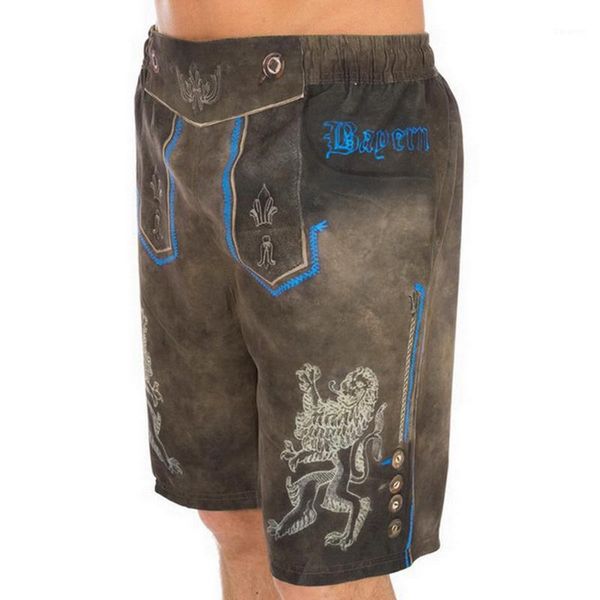 

oeak new bavarian traditional printed shorts in brown elasticated waist shorts in bermuda1, White;black