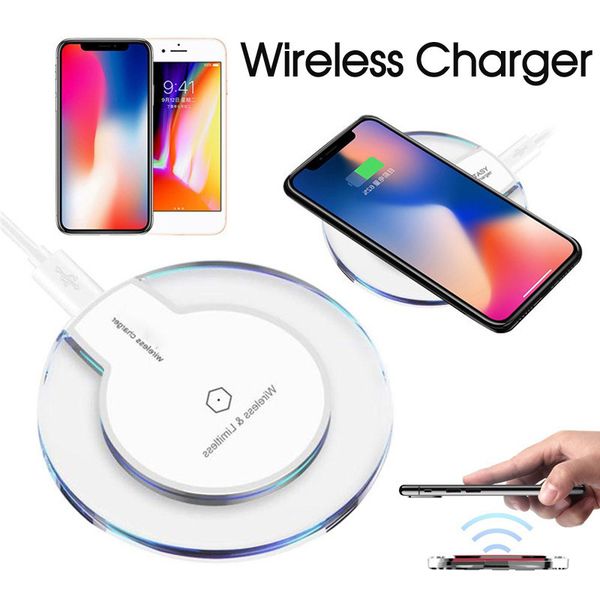 

k9 qi fast charge wireless charger ultra thin crystal round fast wireless charging pad for ip 11 pro max samsung s8