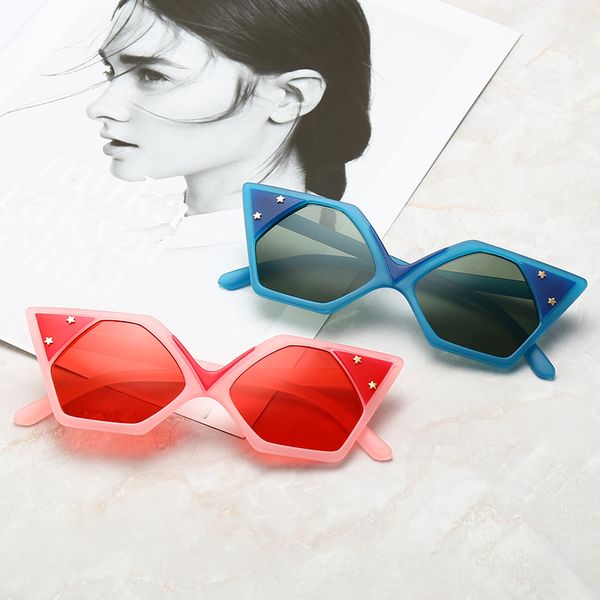 

sunglasses unique concave polygon european style mirror five point stars glasses women, White;black