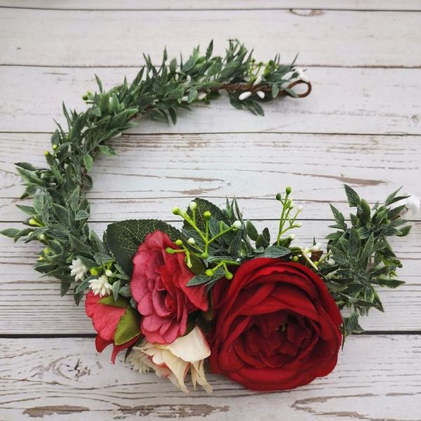 

women wedding rose flower crown birthday party headband women hair accessories girl rural floral garland wedding floral jlldis