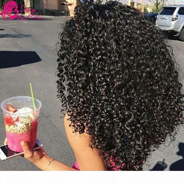 

brazilian afro kinky curly hair brazilian curly virgin hair short curly weave human hair extension sassy girl, Black