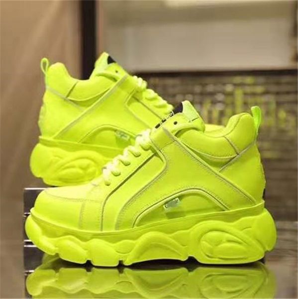 

autumn winter ins popular women sneakers high platform genuine leather thick bottom comfortable lace-up sneakers, Black