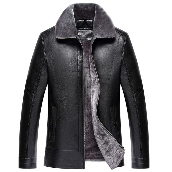 

2020 jacket male leather new winter plus thick skin a middle-aged fashion keep warm lapel sheepskin clothing ww-19702 8hb8, Black