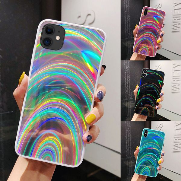 

rainbow 3d mirror phone case for iphone 12 mini 11 pro xs max xr x 7 8 6 6s plus se 2 2020 colorful glitter shining laser cover