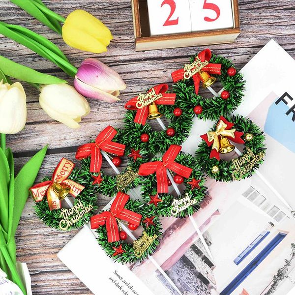 

5шт рождественский торт топпер mini венок xmas tree cupcake toppers для birthday party xmas десерт торт украшение supplies bbyyhv wrhome