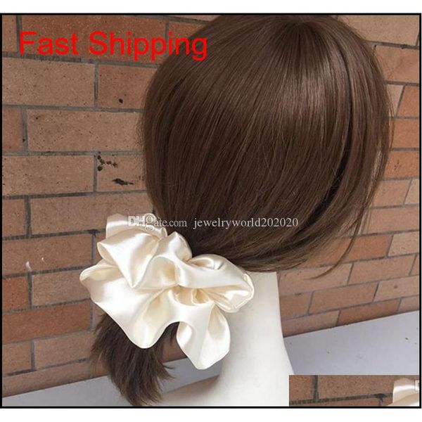 

oversized bright color hair scrunchies women silk scrunchie elastic hair bands girls headwear donut grip loo qylhrn bde_home, Pink