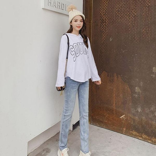 

nine points bottoming outer wear denim pants for pregnant women, Black;white