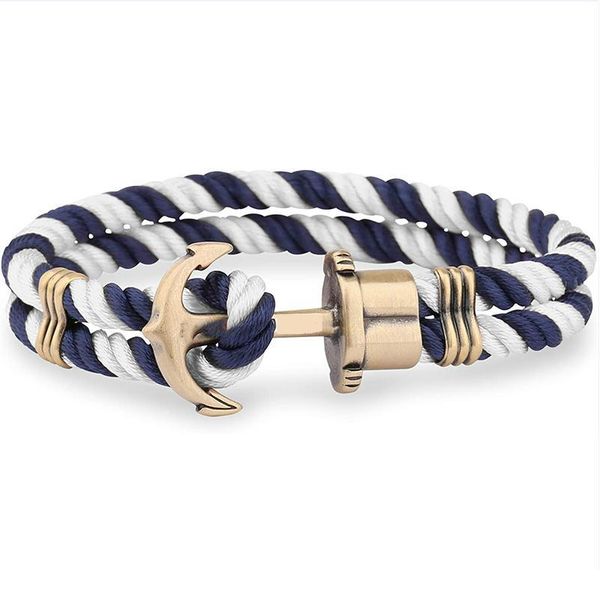 

junwei men anchor bracelet made of nylon in navy blue-white und anchor made jlliyp