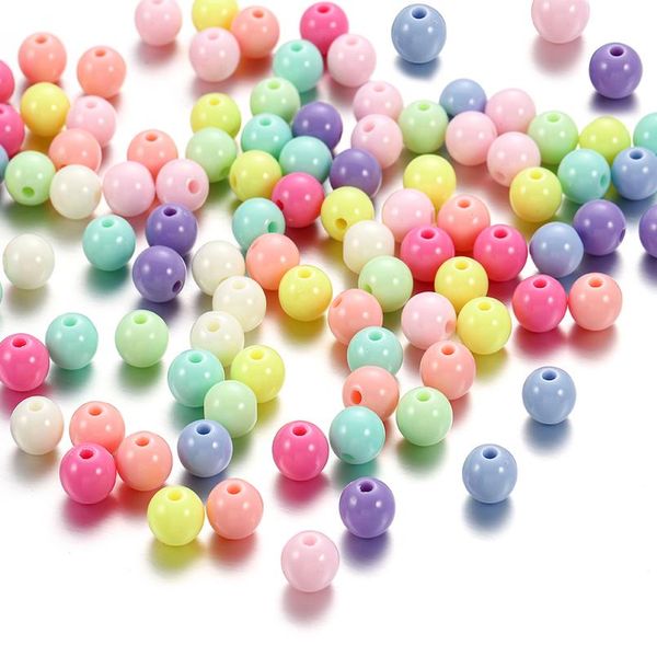 

200pcs 6-20mm mixed plastic acrylic beads colorful round loose spacer beads for diy jewelry making findings accessories wmthui