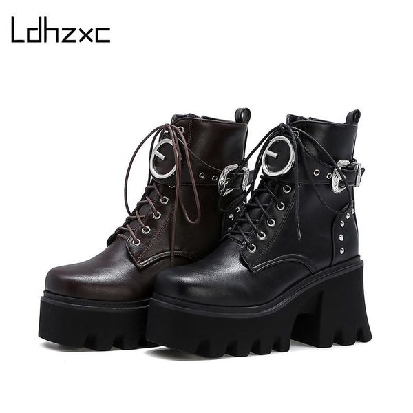 

boots ldhzxc high heels ankle women platform snow 2021 hwomen shoes black party female mesh big size 43