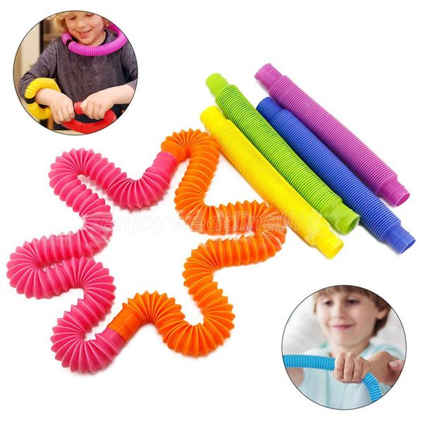 

creative diy decompression toy plastic pop telescopic bellows sensory toys circle stretch string tube toys children's early education f