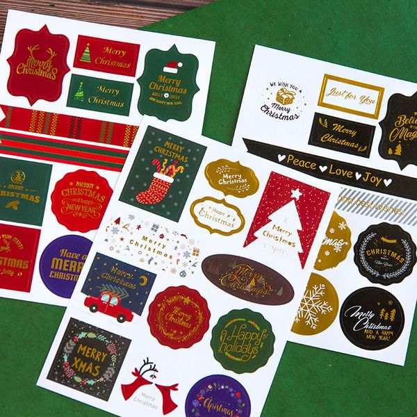 

gift 24pcs/2sheets christmas seal stickers adhesive wrap tags labels for holiday presents, scrapbooking, birthday