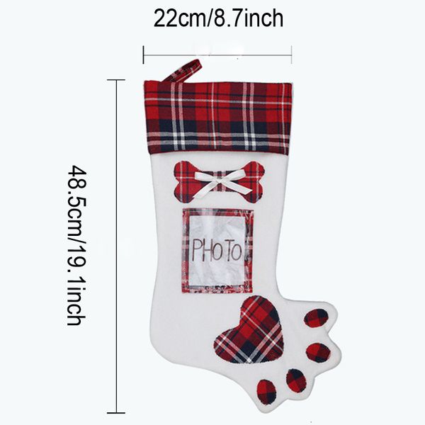 

plaid christmas gift bags dogs cats paw decor stocking socks xmas tree hanging pendant gifts new year prop socks put pho