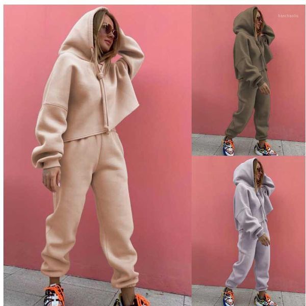

running sets women's sports set 2-piece outdoor solid color hooded pullover sweater + loose elastic band foot windproof fitness pants1, Black;blue