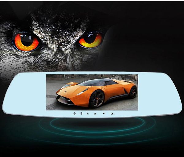 

hd touch screen 5-inch screen rearview mirror driving recorder car dvr dual lens with reversing image ultra-high-definition starlight night