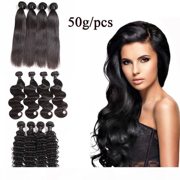 

brazilian virgin human hair wefts 3 4 5 6 bundles malaysian virgin hair weaves extensions straight body deep water wave loose deep, Black