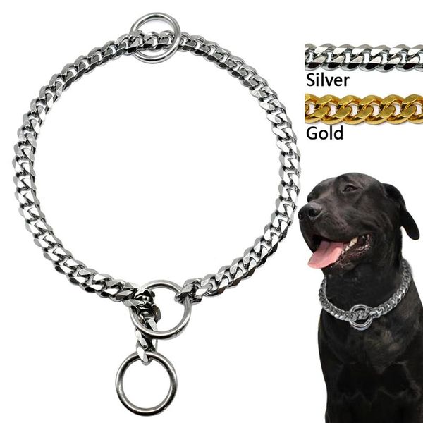 Dog Collars Leashes Diameter Dog Choke Chain Choker Collar Strong Silver Gold Chrome Steel Metal Training 45c jllszd239L