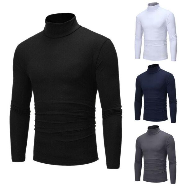 

men's sweaters winter thermal long sleeve roll turtleneck solid color male slim basic stretch tee top, White;black