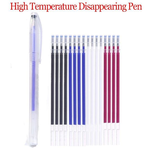 

1set heat erase pen high temperature disappearing fabric marker refills for dressmaking fabric pu leather needlework sewing tool1, Black