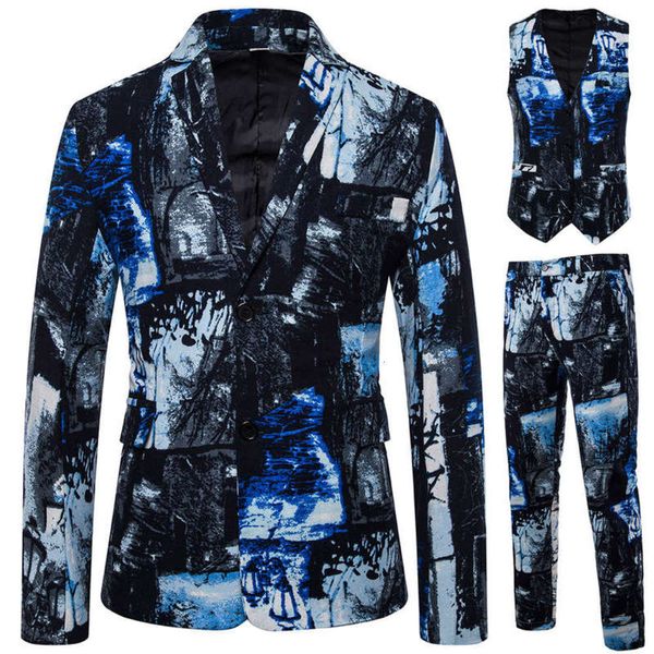 

style 2019 new three men's fashionable national piece leisure suit, White;black