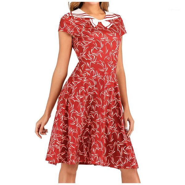 

stylish bar casual short sleeve knee-length dresses women floral printed turn-down collar dress female clothing vestidos1, Black;gray