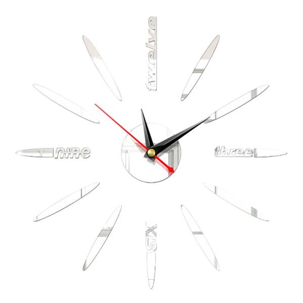 

sticker fashion bedroom modern bar mirror surface battery operated wall clock self adhesive home decor office 3d diy mute