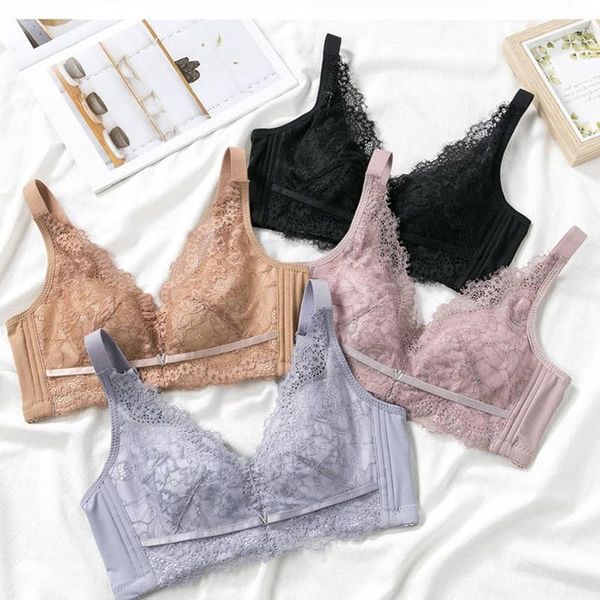 

wireless bralette lingerie brassiere seamless underwear invisible push up gather bra for without steel ring women1, Red;black