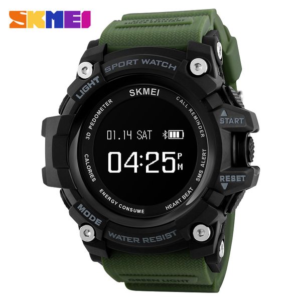 

fashion smart watch men pedometer heart rate monitor bluetooth watch skmei mens watches brand luxury digital sports watches, Slivery;brown